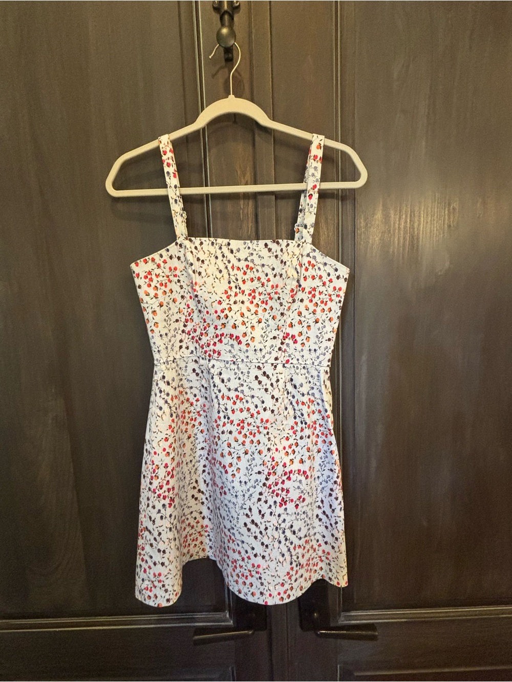 Pastel Blue Floral Sundress with Red and Blue Floral Print